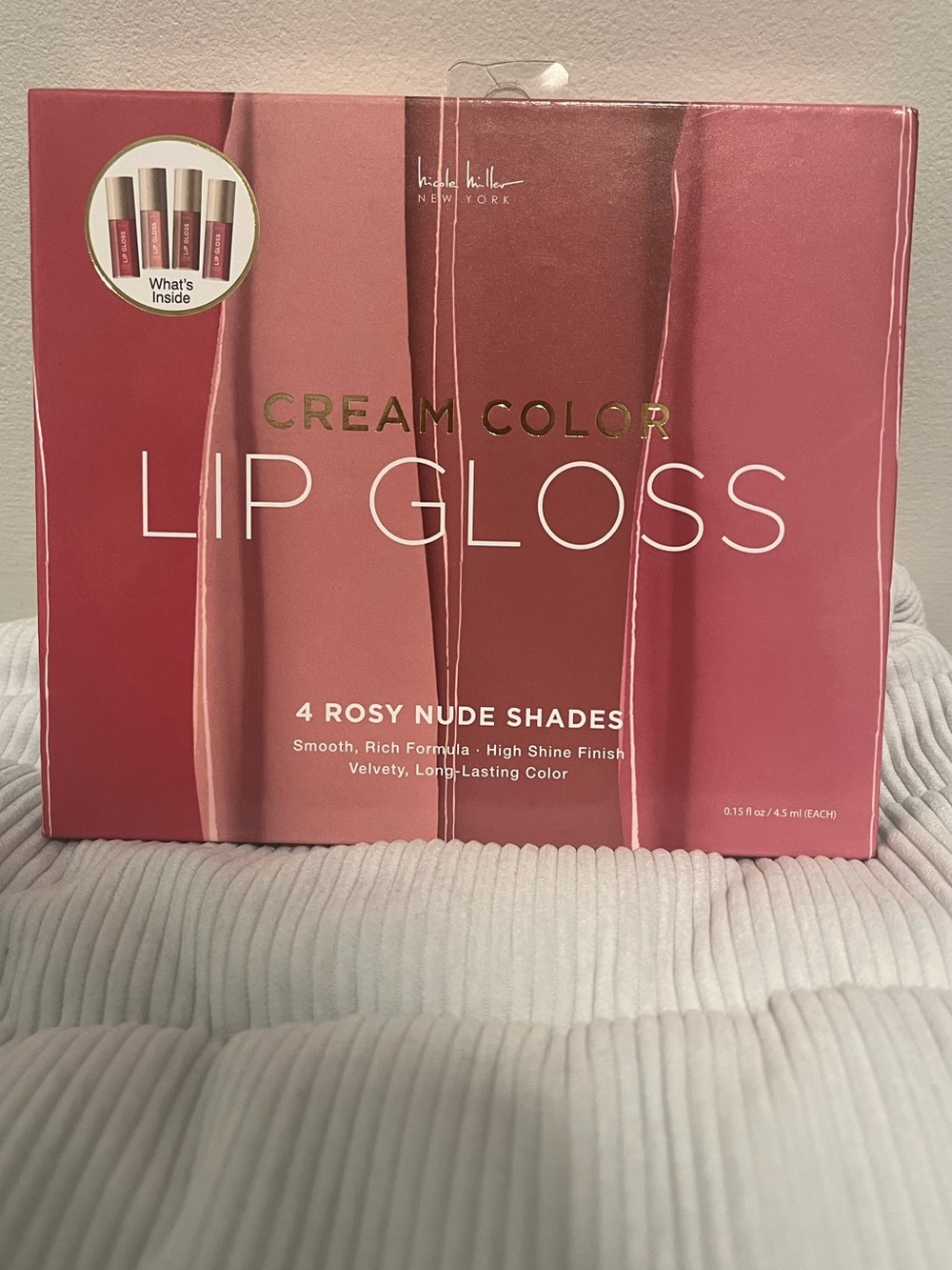 Nicole Miller 4 Cream Color Lip Gloss Gift Box NWB